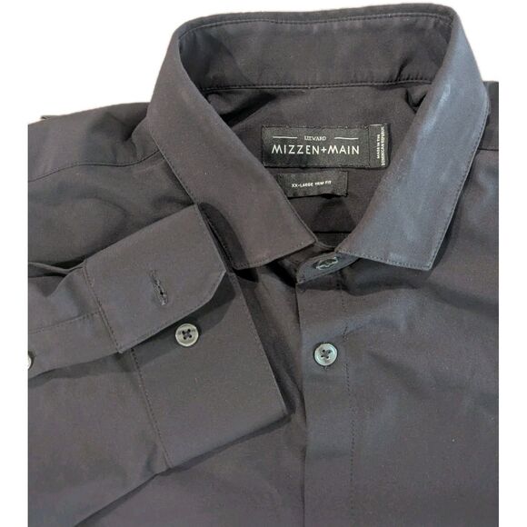 Mens Mizzen and Main Leeward Long Sleeve Black Dress Shirt Sz XXL - Picture 1 of 5